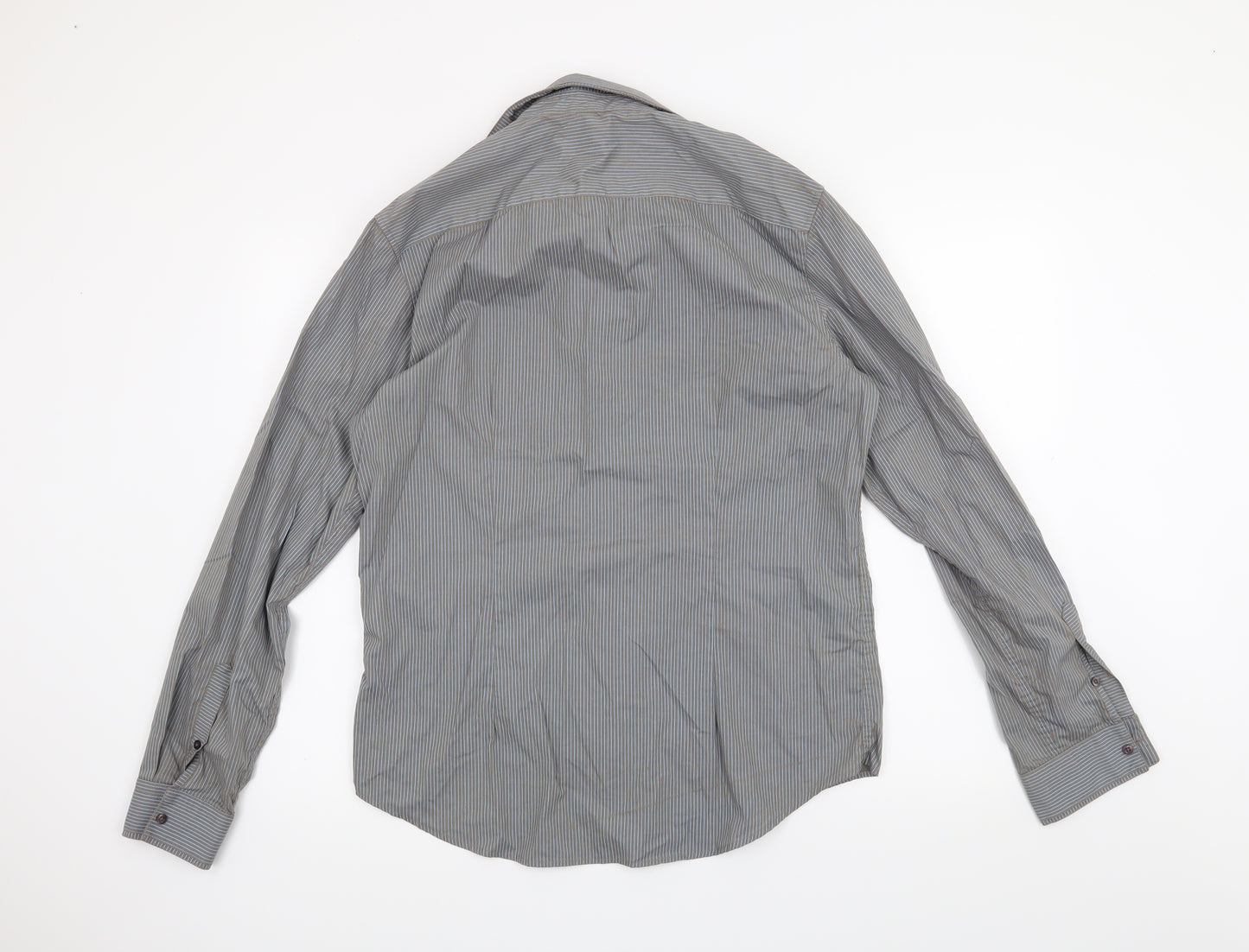Burton Mens Grey Striped   Button-Up Size M