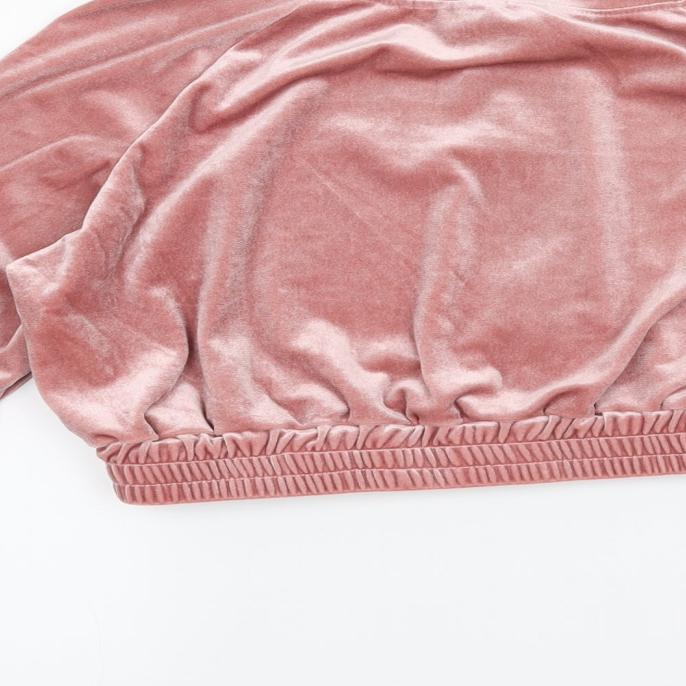 SheIn Womens Pink  Velvet Full Zip Jumper Size L