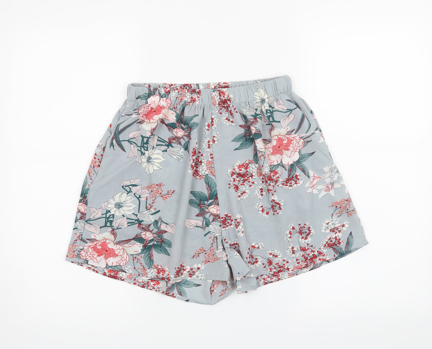 SheIn Womens Grey Floral  Paperbag Shorts Size M