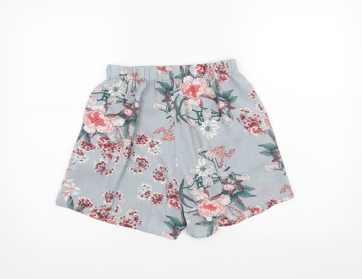 SheIn Womens Grey Floral  Paperbag Shorts Size M
