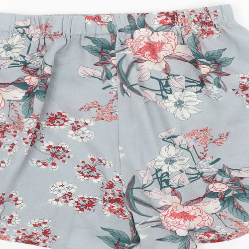 SheIn Womens Grey Floral  Paperbag Shorts Size M