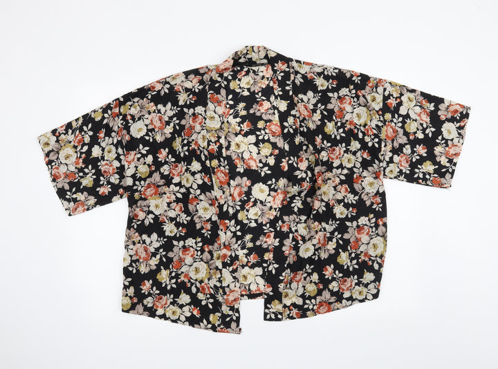FOREVER 21 Womens Black Floral  Cardigan Jumper Size M