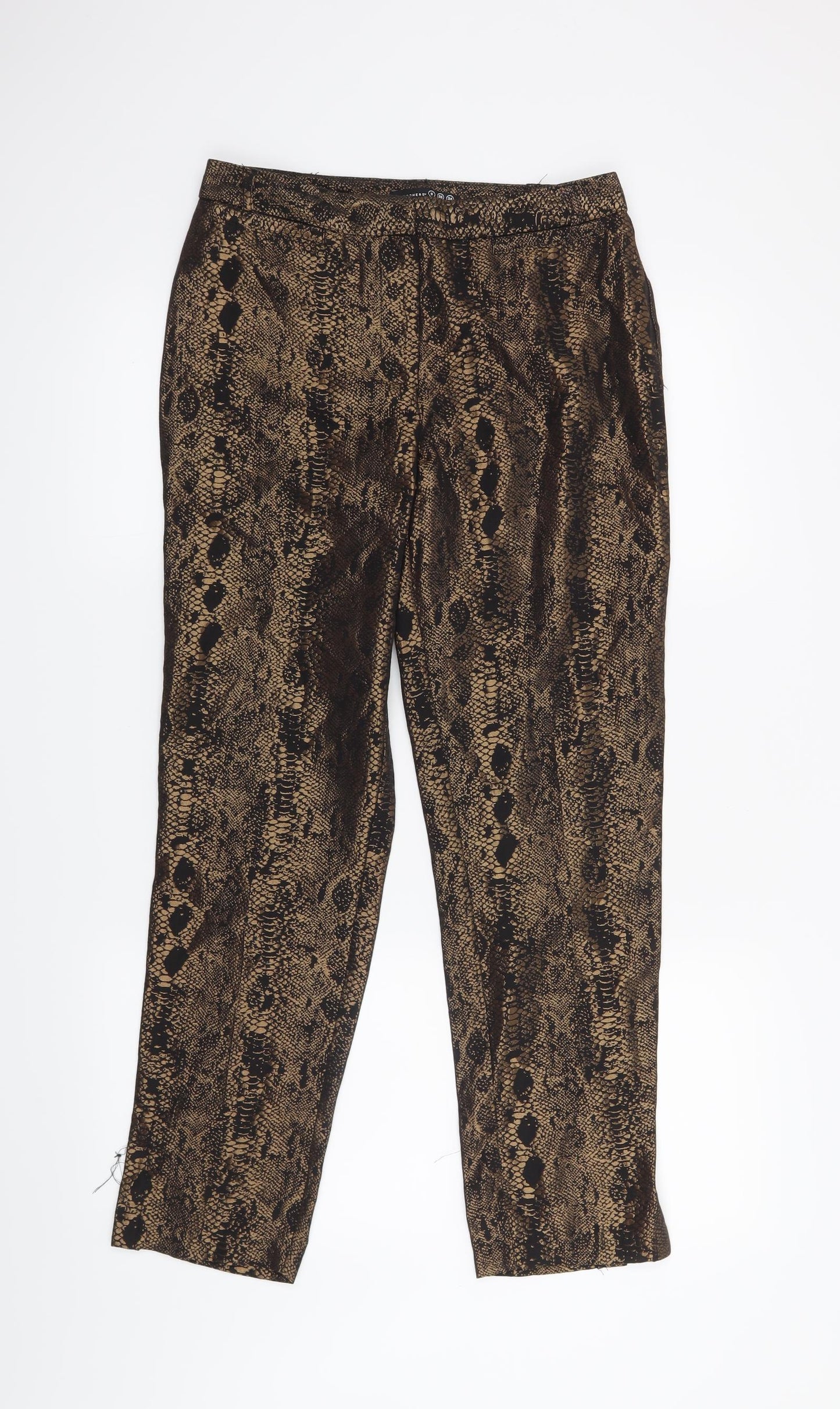 Atmosphere Womens Black Animal Print  Trousers  Size 8 L27 in