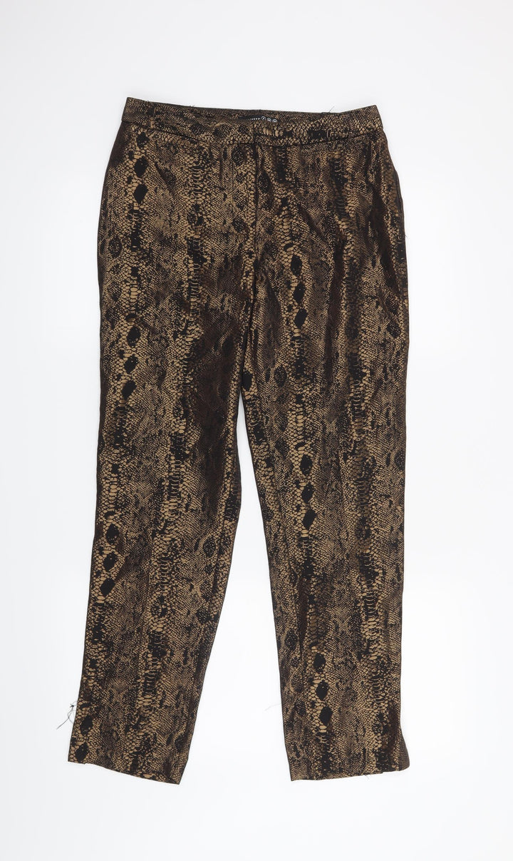 Atmosphere Womens Black Animal Print  Trousers  Size 8 L27 in