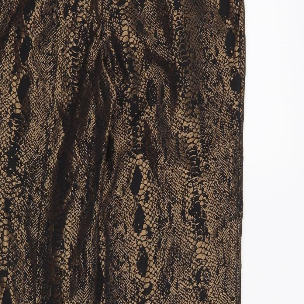 Atmosphere Womens Black Animal Print  Trousers  Size 8 L27 in