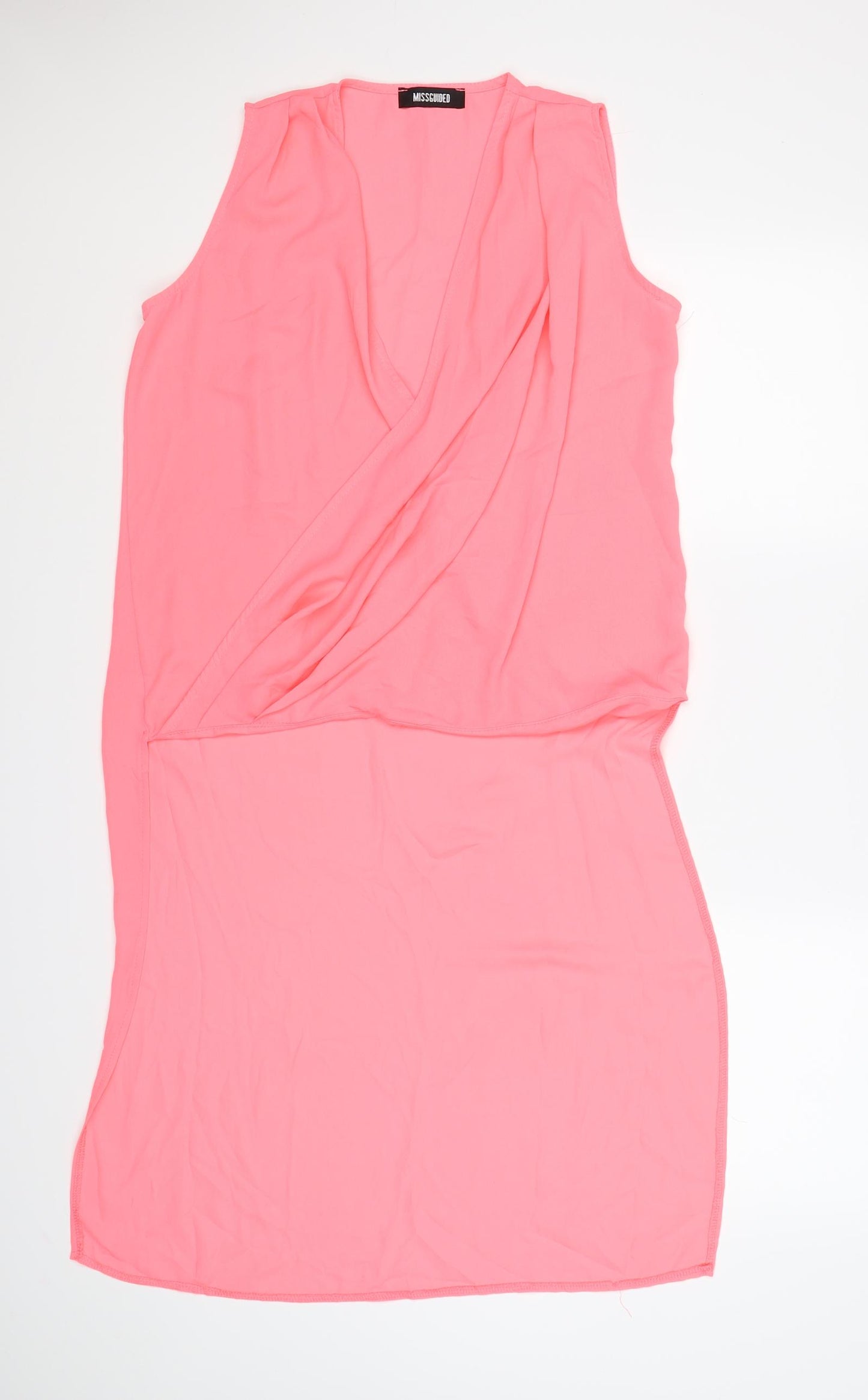 Missguided Womens Pink  Chiffon Tunic T-Shirt Size 8  - wrap, long back