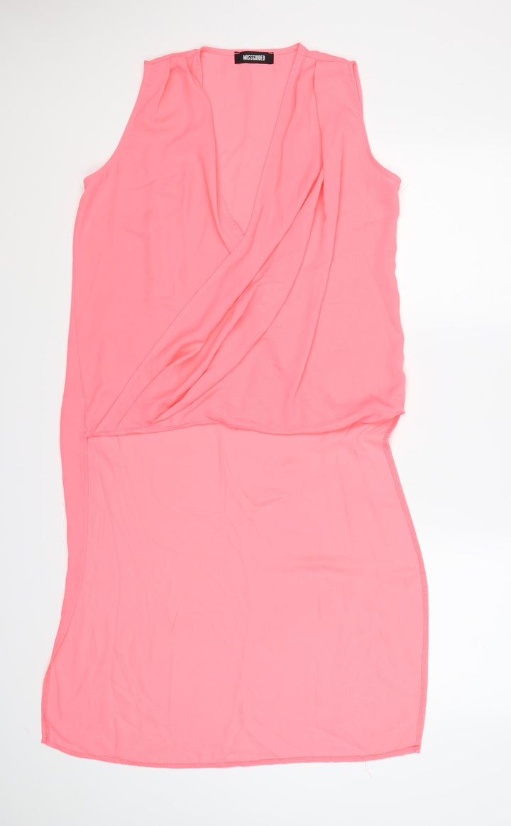 Missguided Womens Pink  Chiffon Tunic T-Shirt Size 8  - wrap, long back