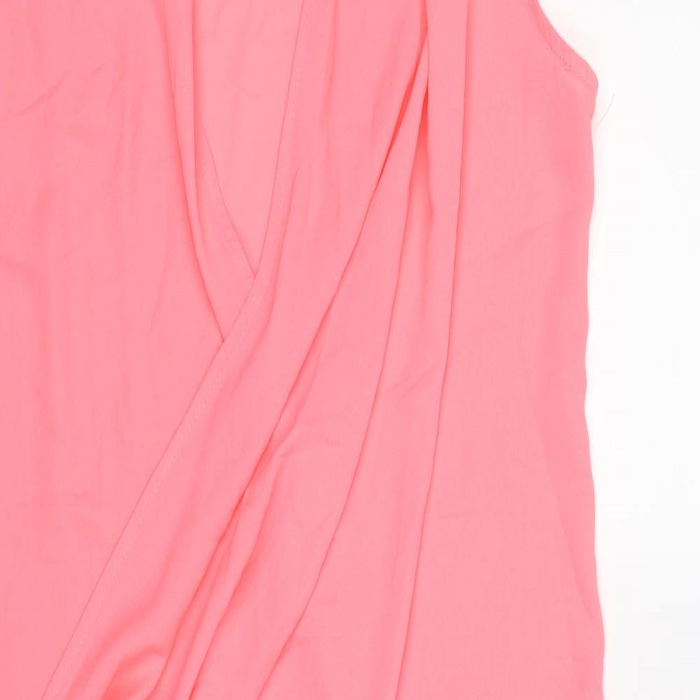 Missguided Womens Pink  Chiffon Tunic T-Shirt Size 8  - wrap, long back