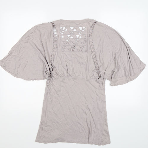 Topshop Womens Grey   Tunic T-Shirt Size 10  - floaty sleeve