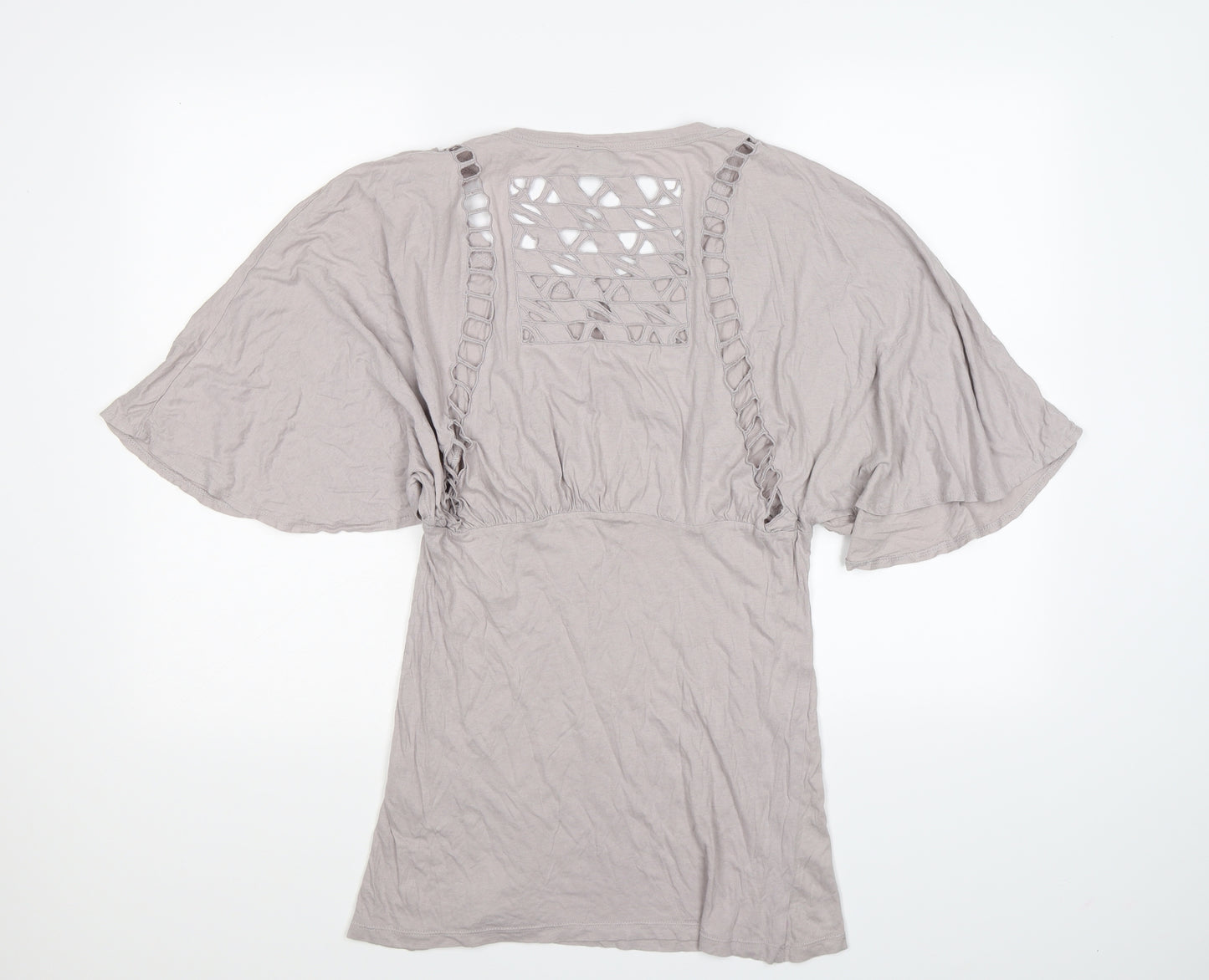 Topshop Womens Grey   Tunic T-Shirt Size 10  - floaty sleeve