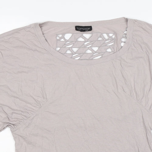 Topshop Womens Grey   Tunic T-Shirt Size 10  - floaty sleeve