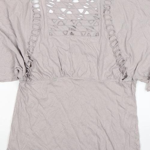 Topshop Womens Grey   Tunic T-Shirt Size 10  - floaty sleeve