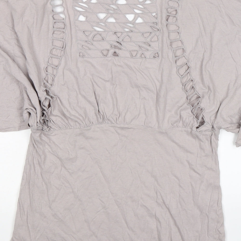 Topshop Womens Grey   Tunic T-Shirt Size 10  - floaty sleeve