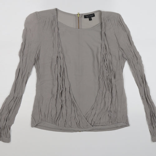 Topshop Womens Grey   Wrap Blouse Size 8