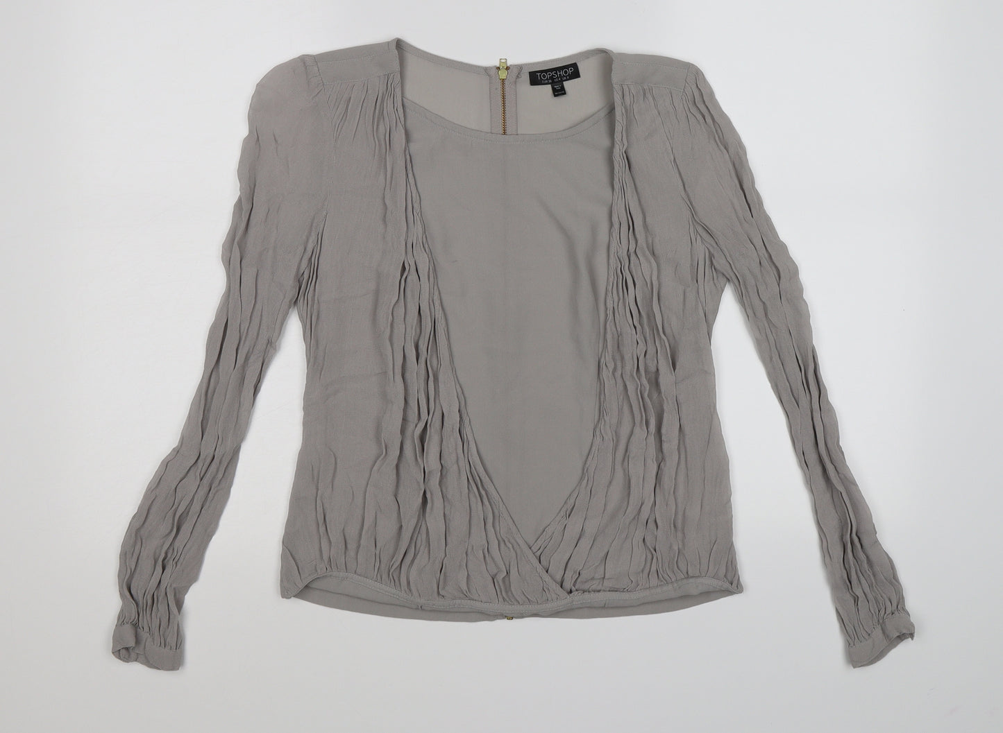 Topshop Womens Grey   Wrap Blouse Size 8