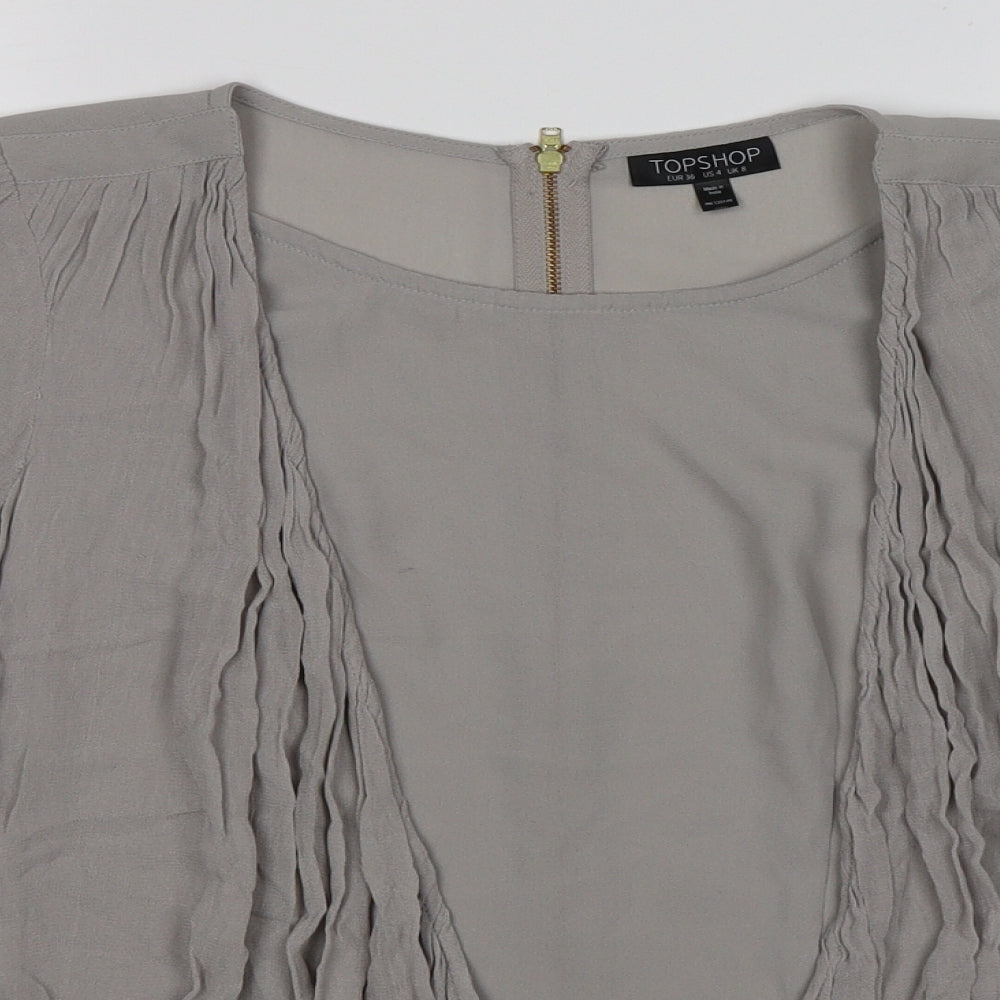 Topshop Womens Grey   Wrap Blouse Size 8