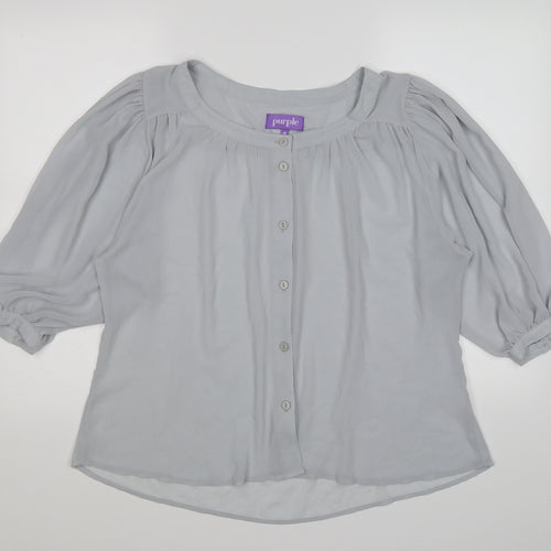 Purple Womens Grey  Chiffon Basic Blouse Size M