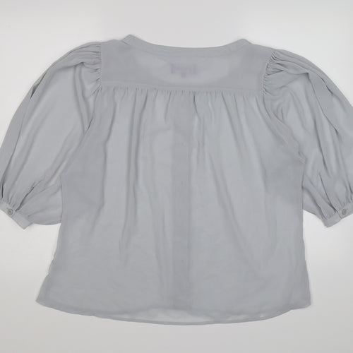 Purple Womens Grey  Chiffon Basic Blouse Size M