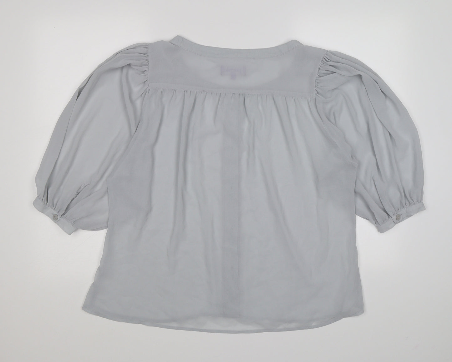 Purple Womens Grey  Chiffon Basic Blouse Size M