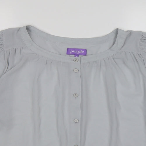 Purple Womens Grey  Chiffon Basic Blouse Size M