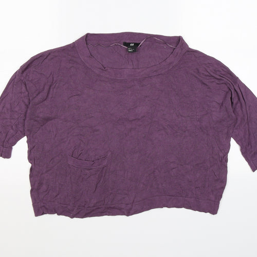 H&M Womens Purple  Knit Pullover Jumper Size S  - cropped