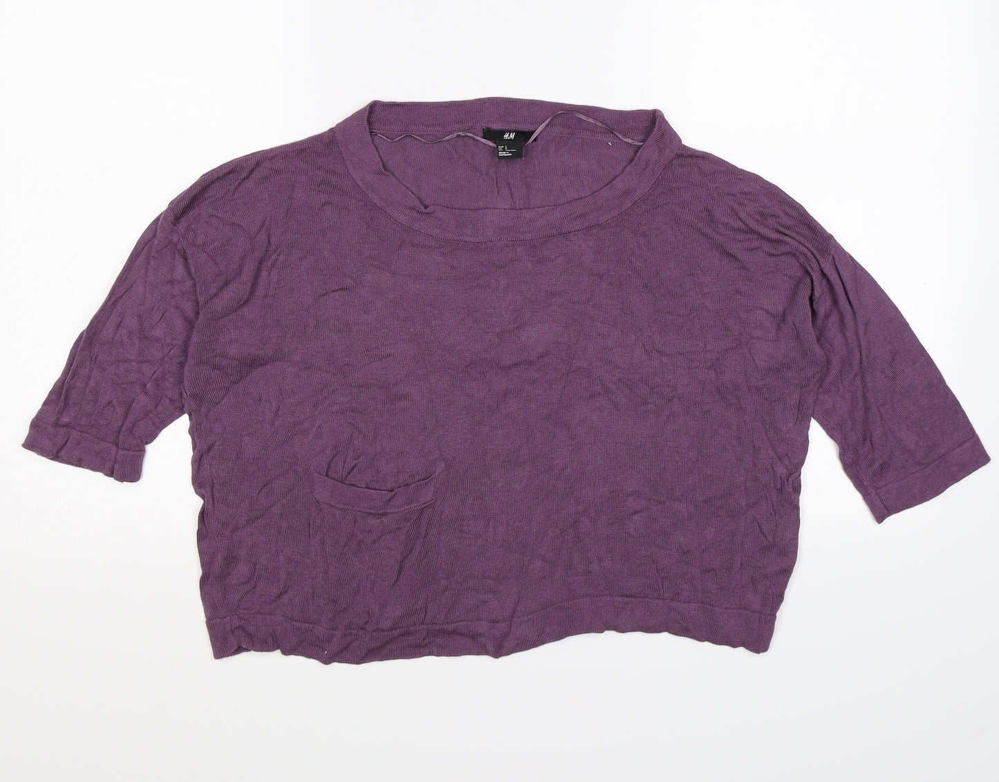 H&M Womens Purple  Knit Pullover Jumper Size S  - cropped