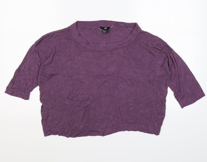 H&M Womens Purple  Knit Pullover Jumper Size S  - cropped