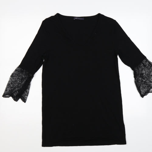 Marks and Spencer Womens Black   Shirt Dress  Size 8  - lace sleeves