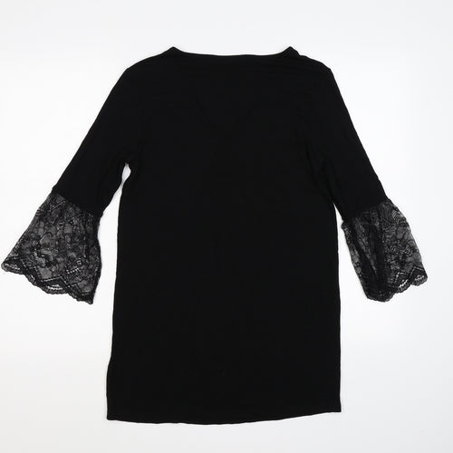 Marks and Spencer Womens Black   Shirt Dress  Size 8  - lace sleeves