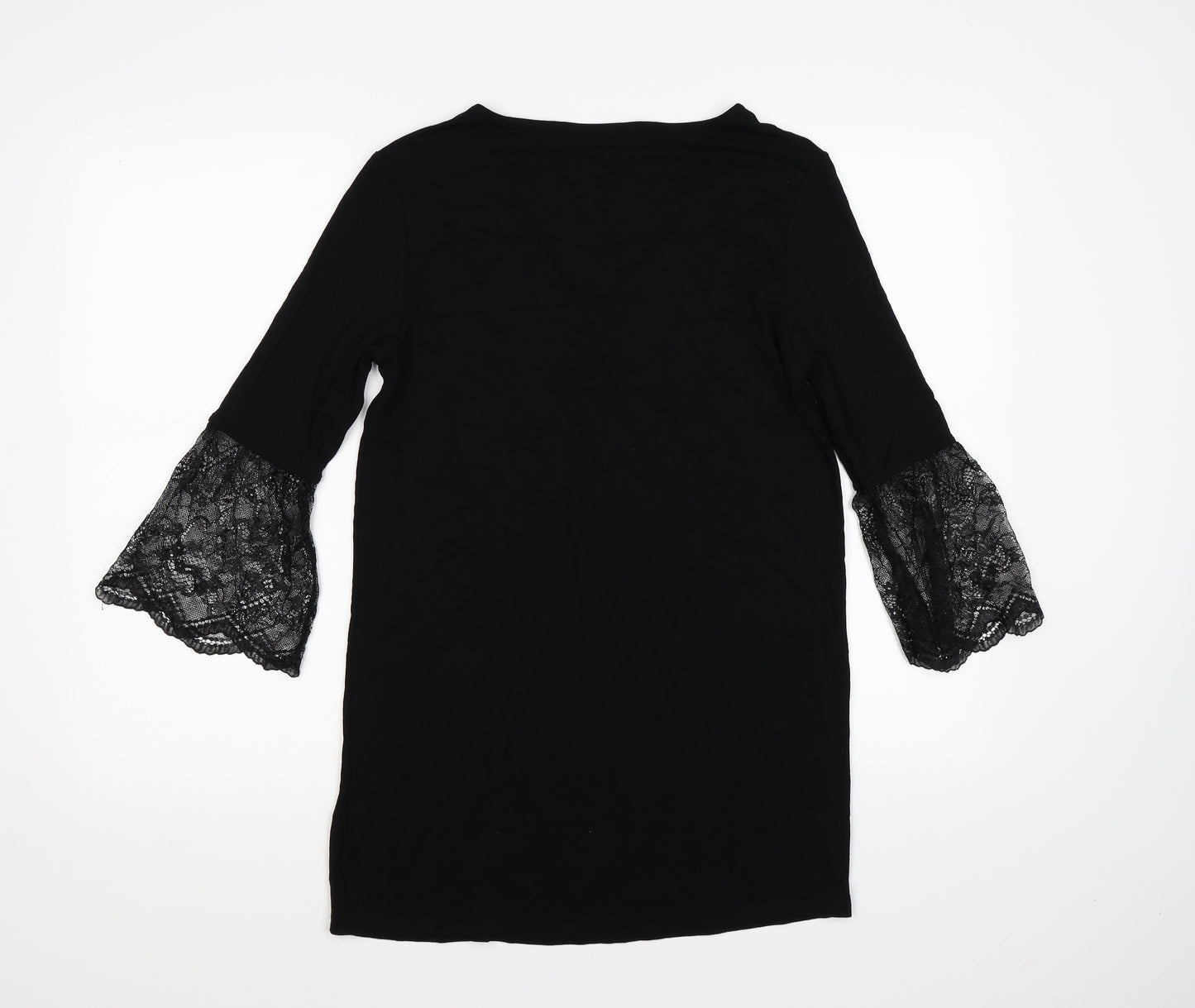 Marks and Spencer Womens Black   Shirt Dress  Size 8  - lace sleeves