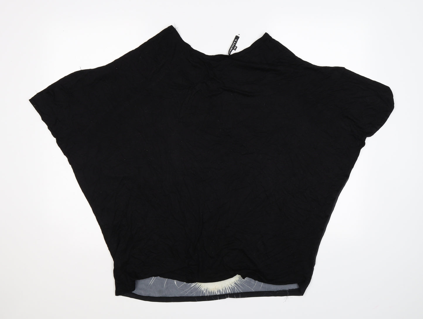 IDENTITY Womens Black Animal Print  Tunic T-Shirt Size S  - TIGER