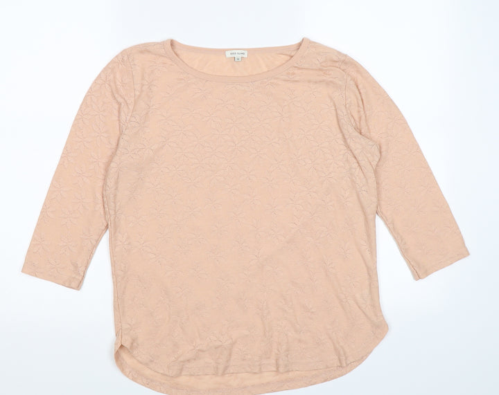 River Island Womens Pink Floral Knit Pullover Jumper Size 12
