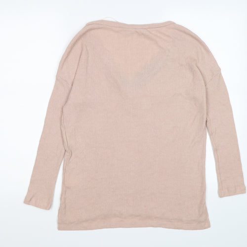 River Island Womens Pink Striped Knit Pullover Jumper Size 6  - lace neckline