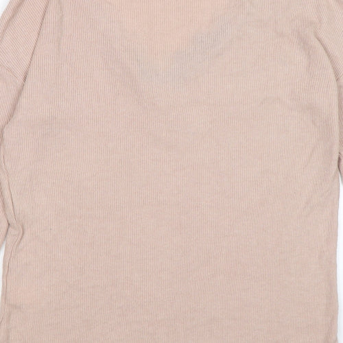 River Island Womens Pink Striped Knit Pullover Jumper Size 6  - lace neckline