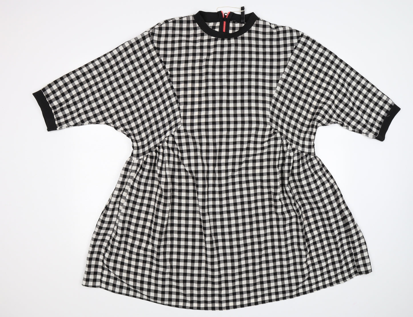 Zara Womens White Check  Shirt Dress  Size XL