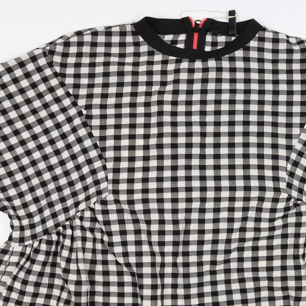 Zara Womens White Check  Shirt Dress  Size XL