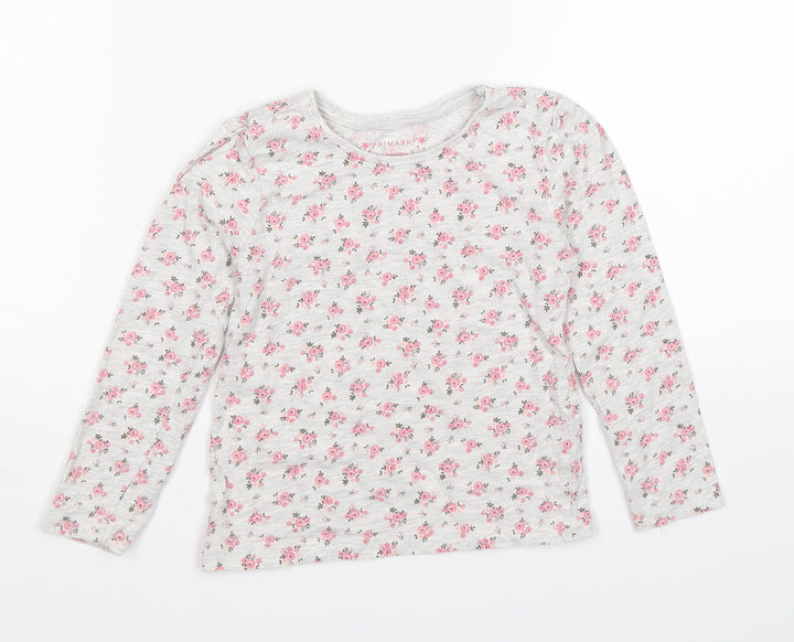 Primark Girls Grey Floral  Jersey Casual Size 4-5 Years