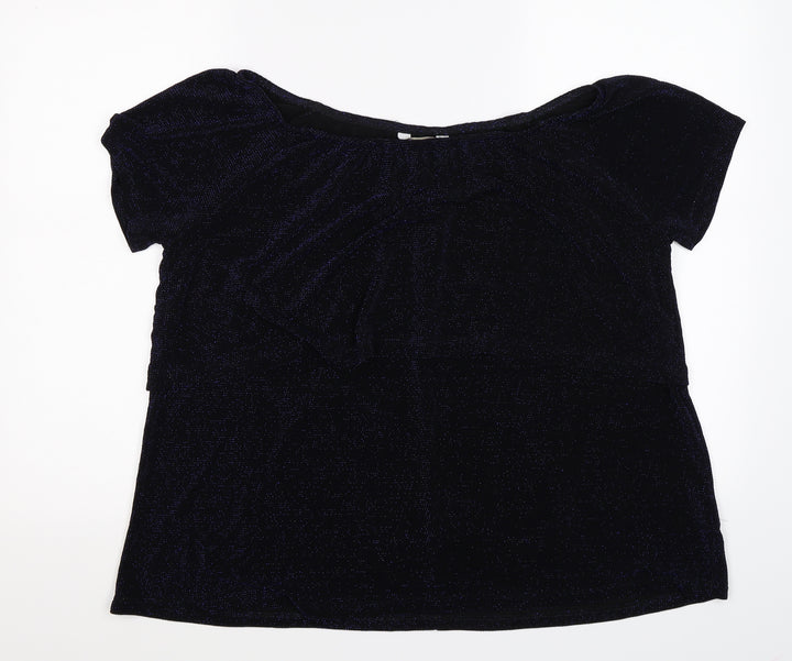 Anthology Womens Blue   Basic T-Shirt Size 16  - glitter layered
