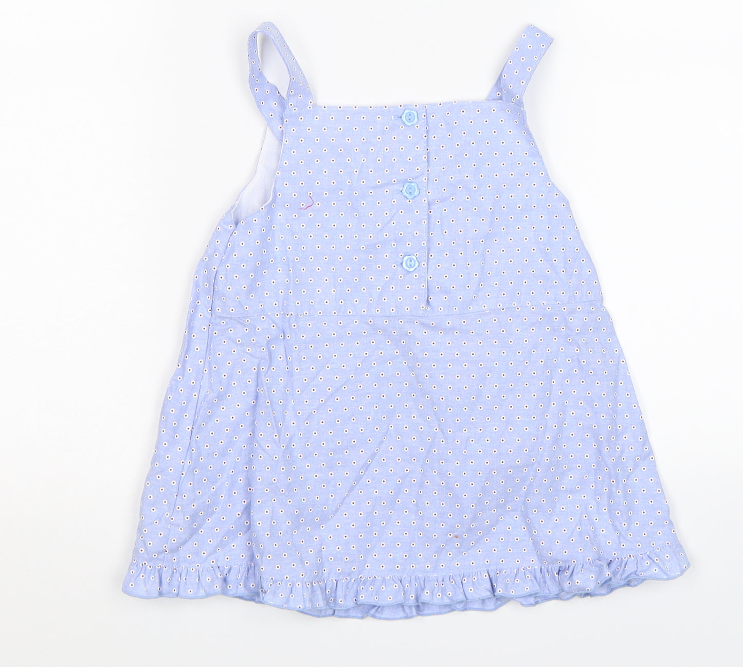 Preworn Girls Blue Polka Dot  Tank Dress  Size 2 Years  - with head scarf band