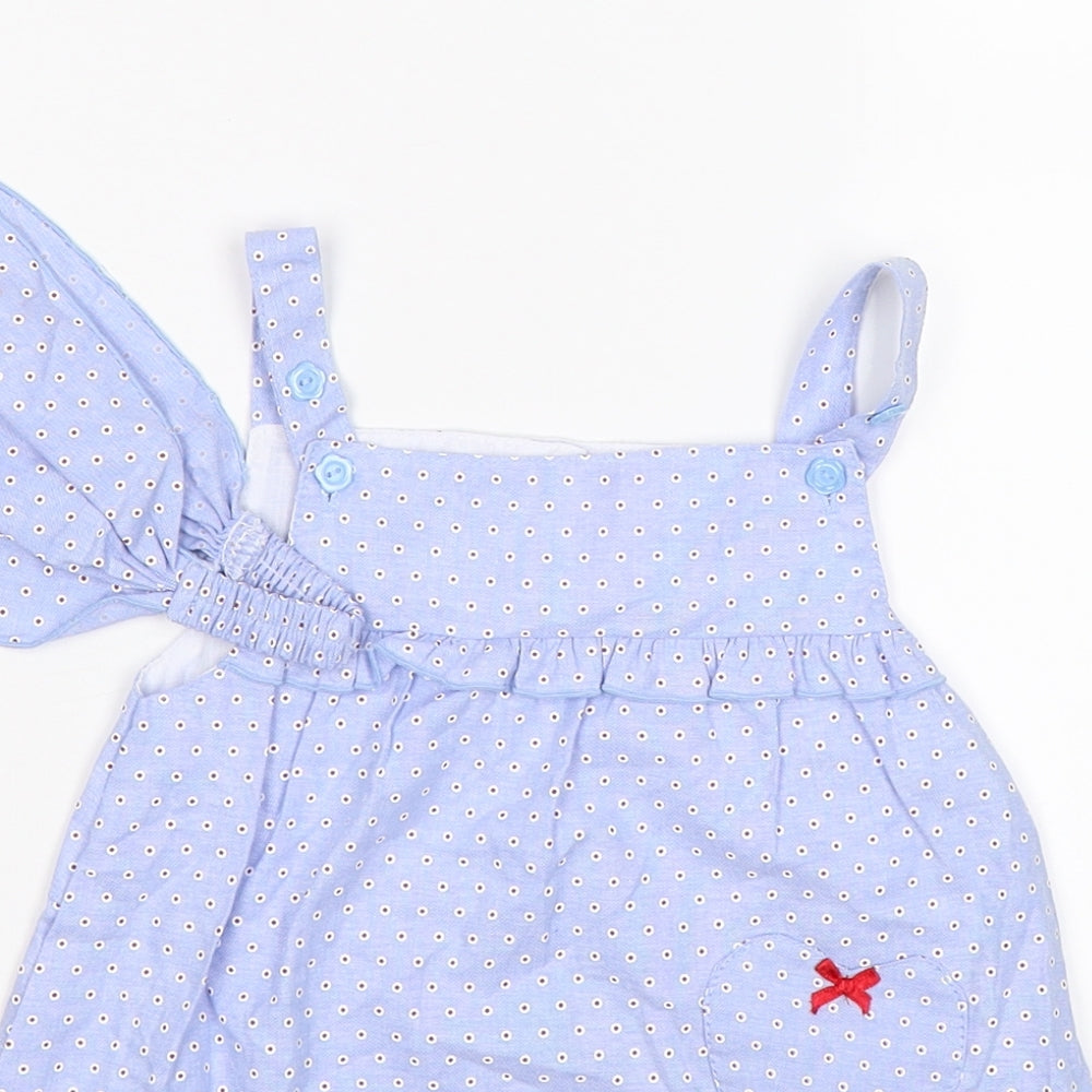 Preworn Girls Blue Polka Dot  Tank Dress  Size 2 Years  - with head scarf band