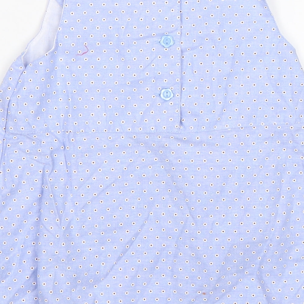 Preworn Girls Blue Polka Dot  Tank Dress  Size 2 Years  - with head scarf band