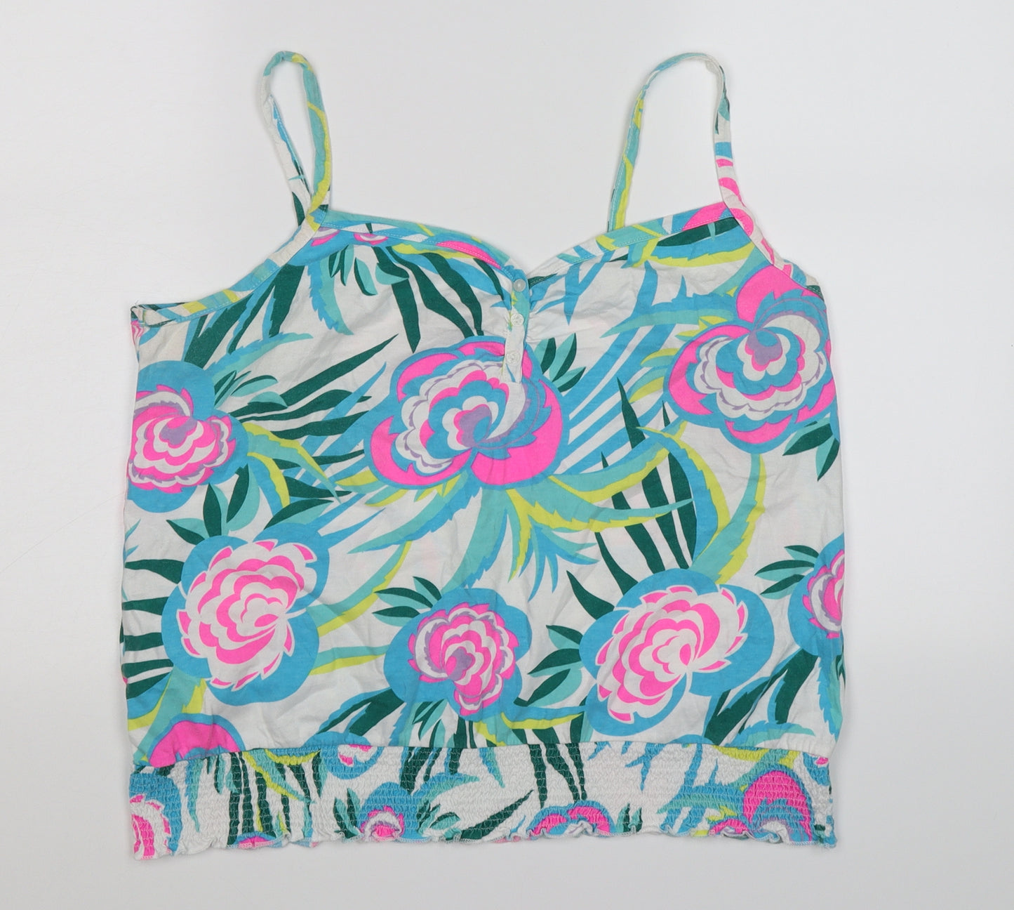 Papaya Womens Multicoloured Floral  Basic Tank Size 16  - neon pink blue