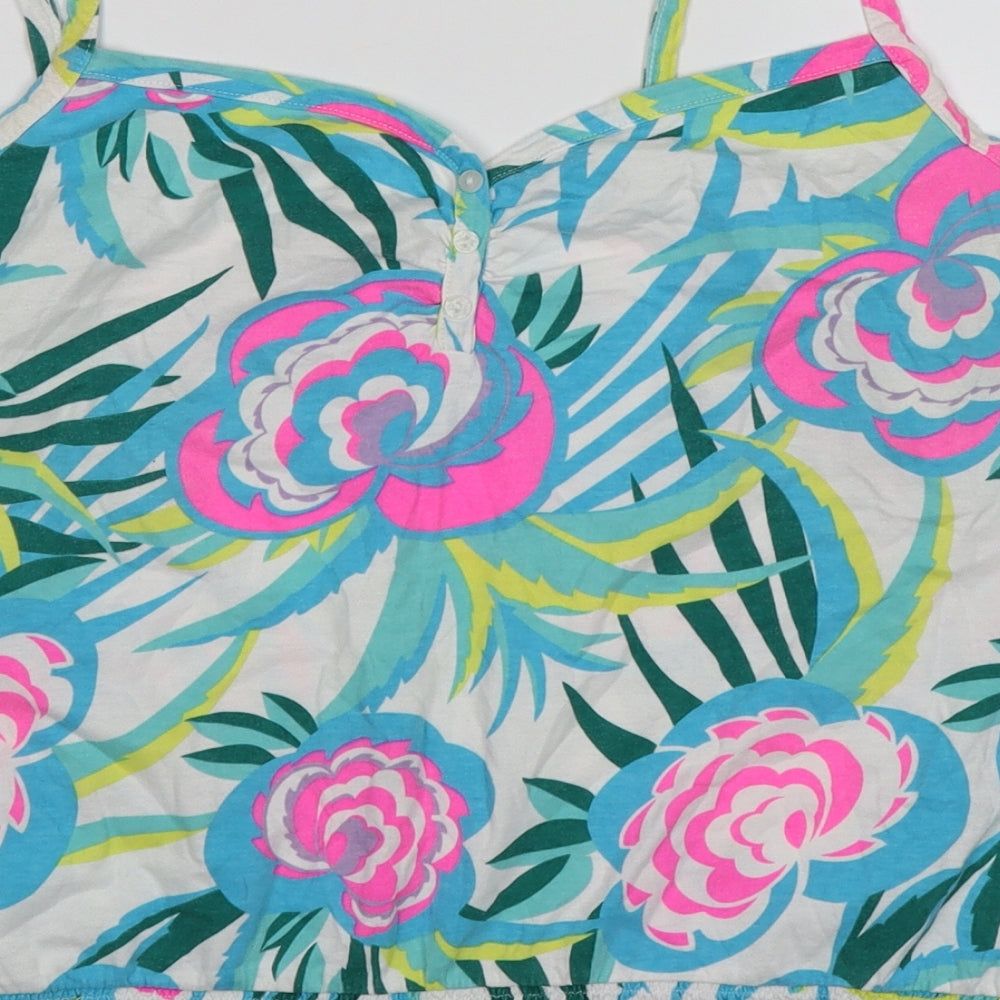 Papaya Womens Multicoloured Floral  Basic Tank Size 16  - neon pink blue