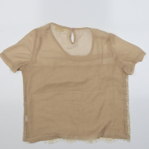 Goldie Womens Gold Floral Chiffon Tunic T-Shirt Size S  - lace