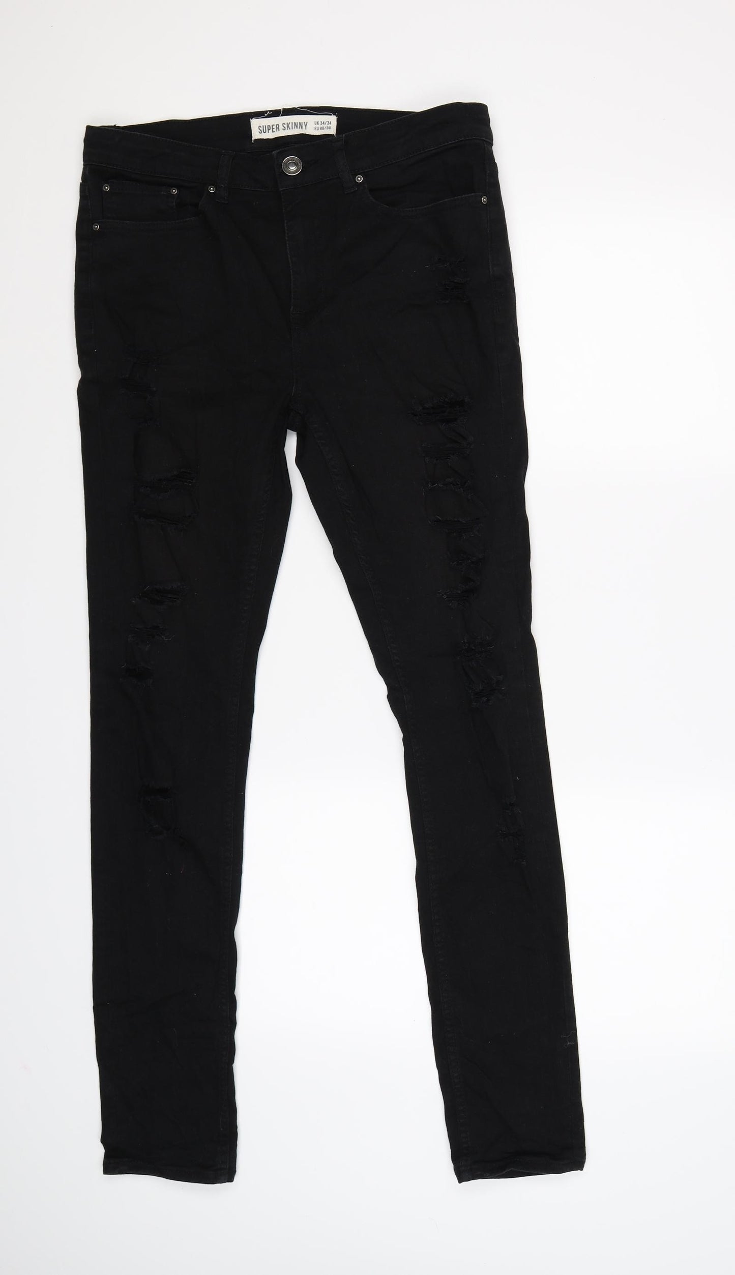 New Look Mens Black  Denim Skinny Jeans Size 32 L32 in - SUPER SKINNY