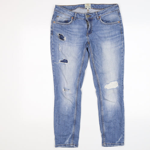 River Island Womens Blue  Denim Boyfriend Jeans Size 10 L25 in