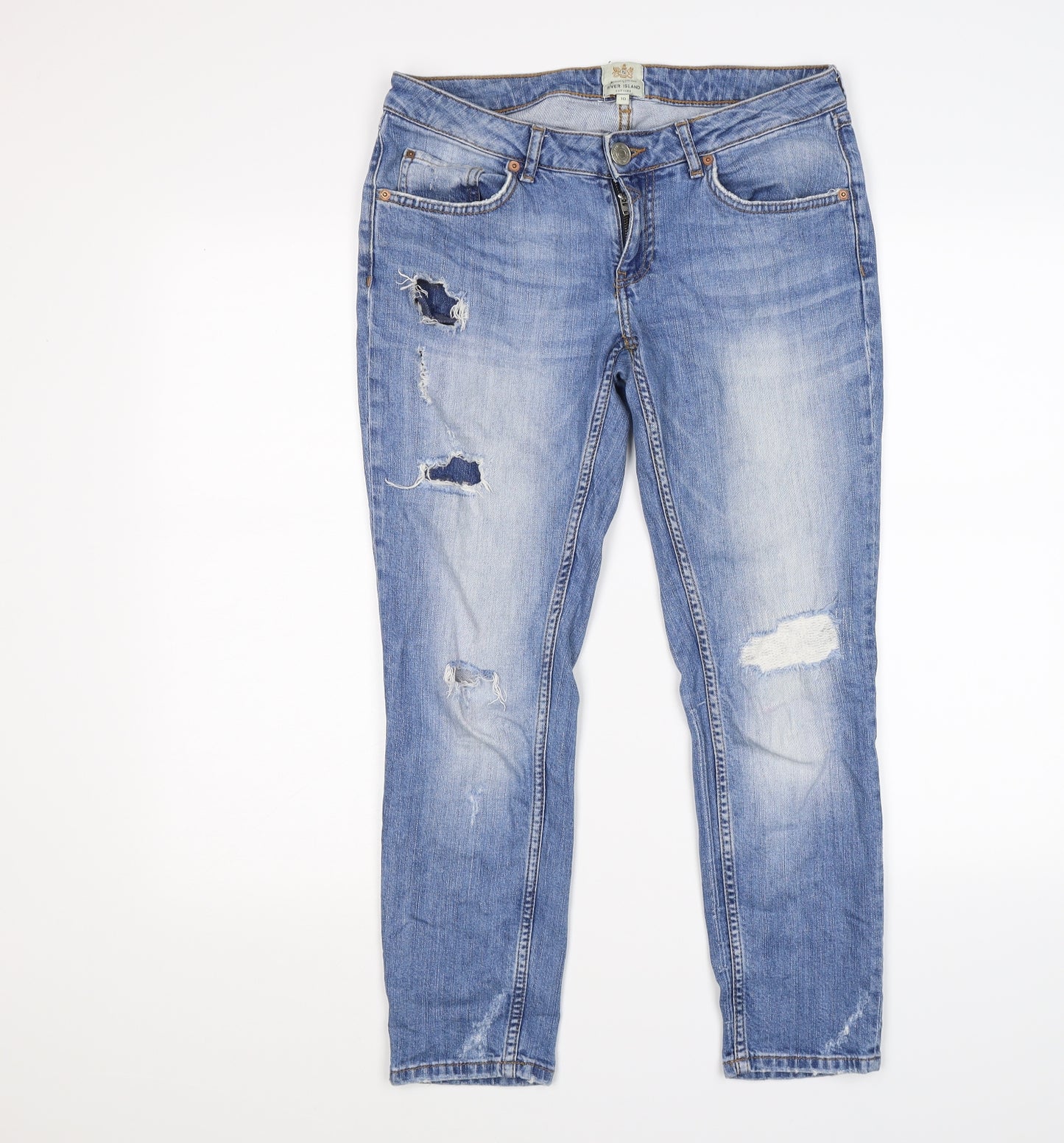 River Island Womens Blue  Denim Boyfriend Jeans Size 10 L25 in