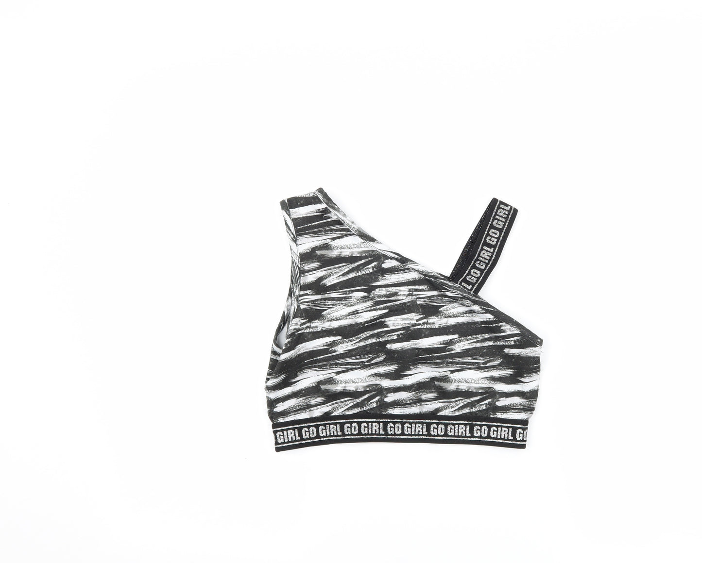 TU Girls Black Striped  Cropped Tank Size 13 Years