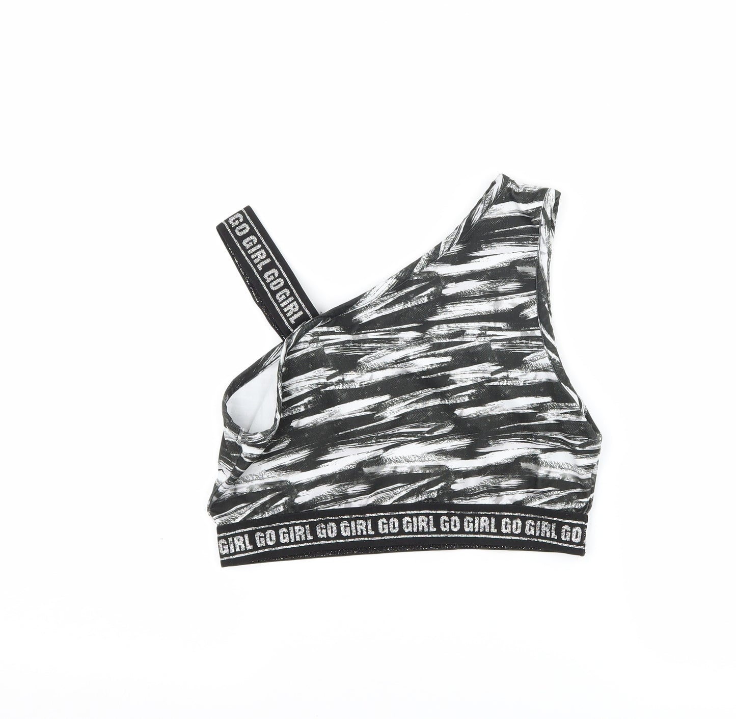 TU Girls Black Striped  Cropped Tank Size 13 Years