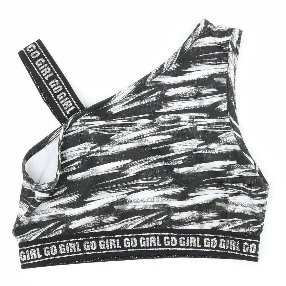 TU Girls Black Striped  Cropped Tank Size 13 Years
